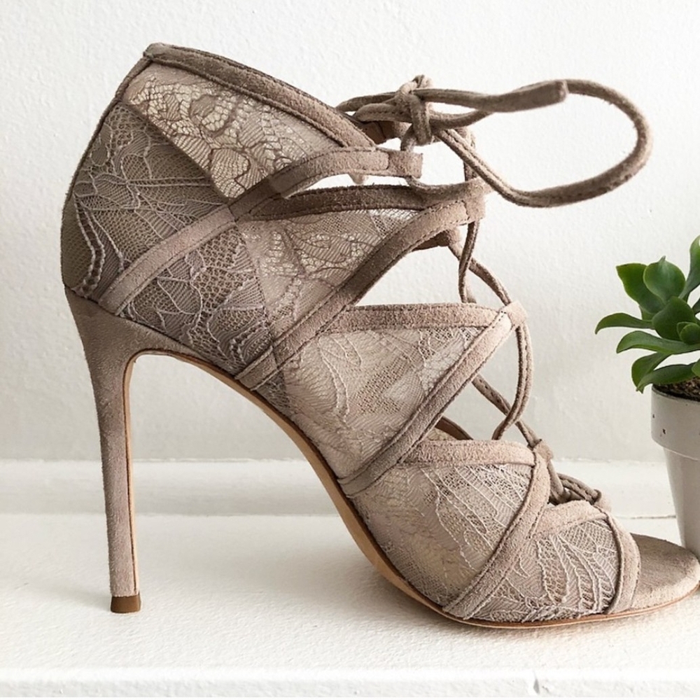Pour La Victoire Lace-Up Tan Heels
